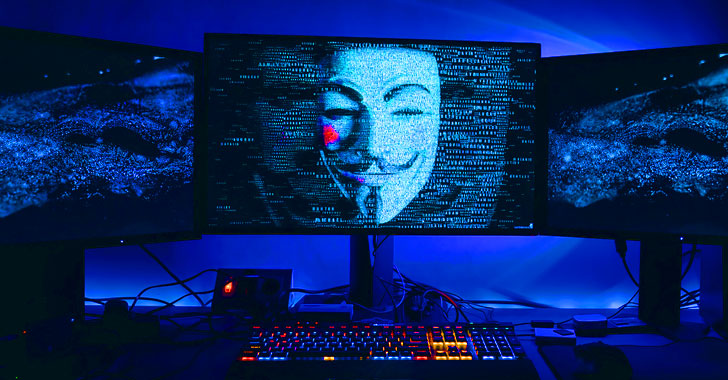 Hacker Mask in a monitor